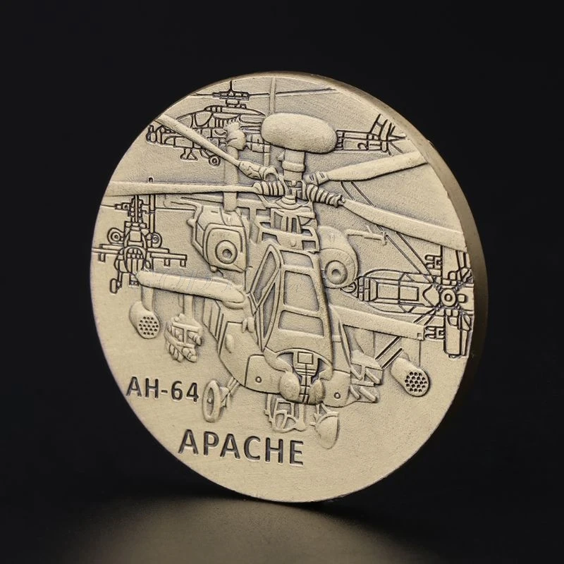 

Airplane Commemorative Coin Collection Plane AH-64 Helicopter Home Decoration Exquisite Charms Souvenir Gifts Art Craft Ornament