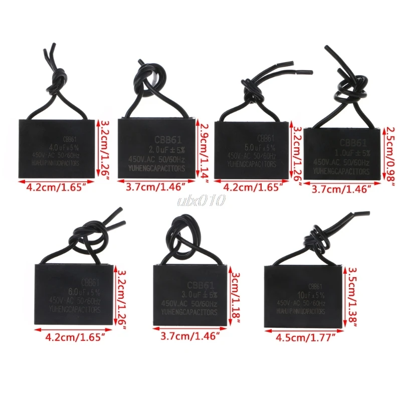 

CBB61 450V 1/2/3/4/5/6/10 uF Ceiling Fan Motor Running Starting Capacitor July Wholesale&DropShip