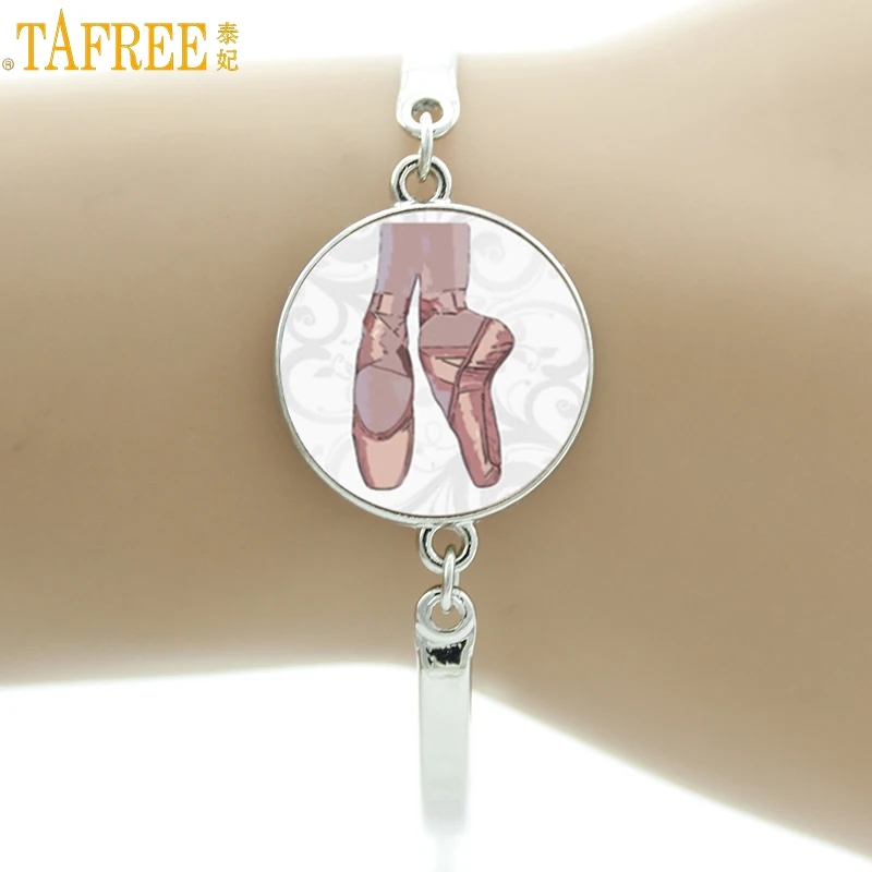

TAFREE vintage Ballerina bracelet women elegant ballet dance dancing glass art bracelets fashion dancer jewelry gifts NS131