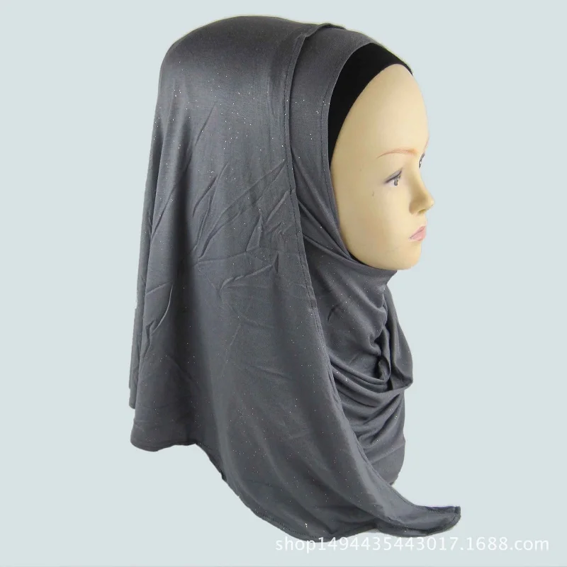 Исламский длинный малазийский Хиджаб Женский Блестящий один петля хиджаб мусульманская шаль тюрбан голова покрывающий голову шарф головной платок