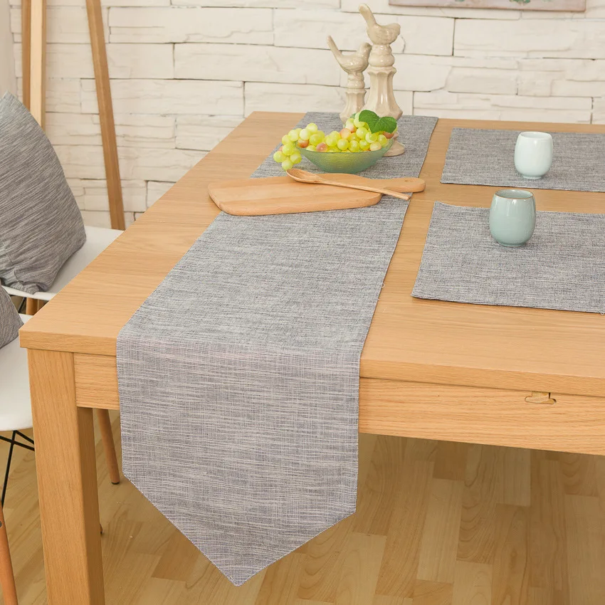 Solid Color Cotton Linen Table Runner / Placemat / cushion cover Simple