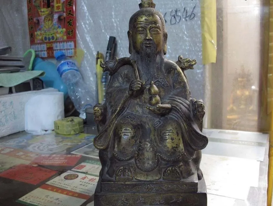 

China temple mythology bronze copper gild Tai Shang Lao Jun Taoist buddha Statue