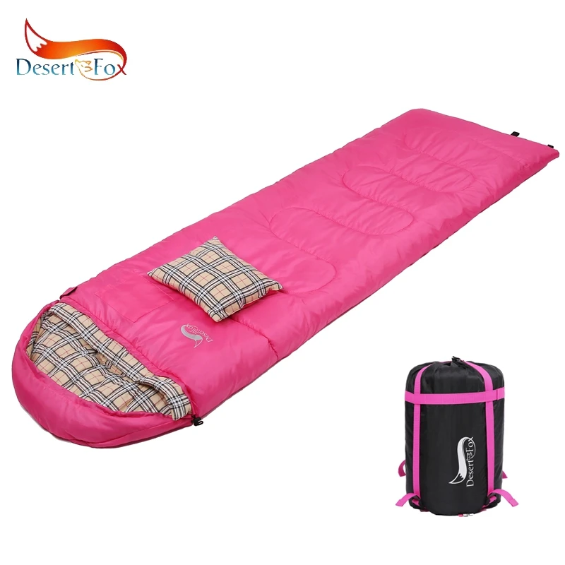 

Desert&Fox Cotton Flannel Sleeping Bags with Pillow, 4 Season Warm & Cold Weather Envelope Lightweight Portable Backpacking Bag