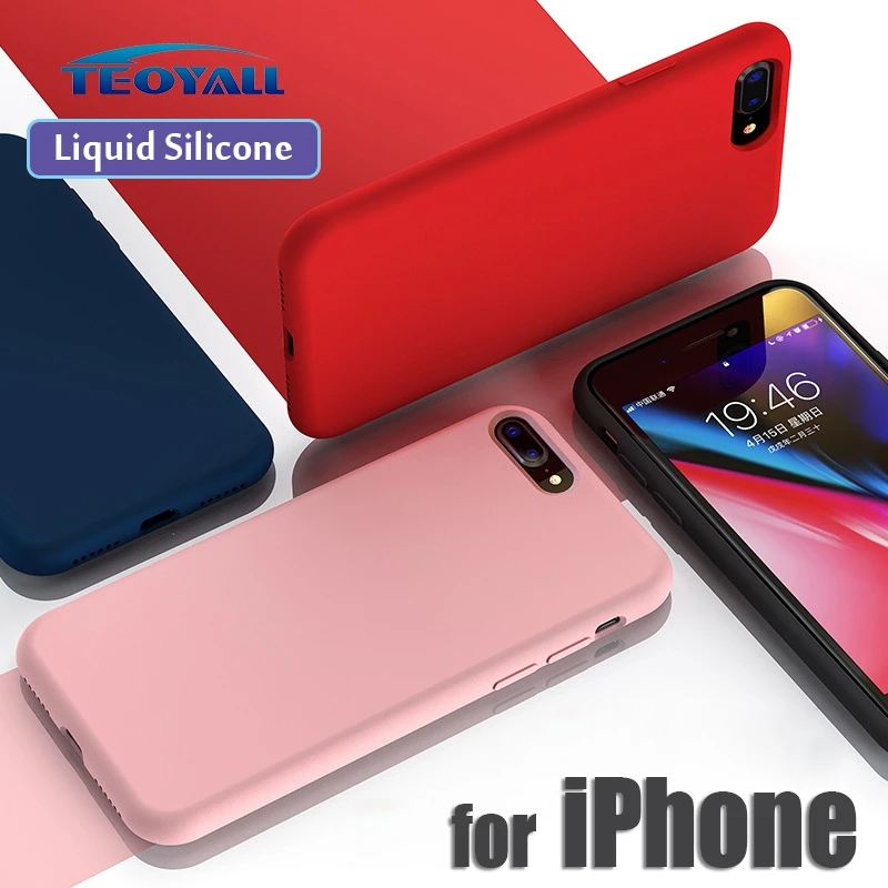 TeoYall жидкий силиконовый чехол для iPhone 7 8 X XS Max XR противоударный защитный 6 6s Plus |