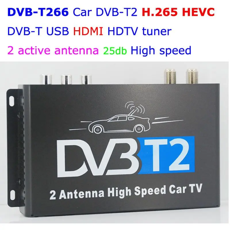 

HDTV Car DVB-T266 Germany DVB-T2 H.265 HEVC MULTI PLP Digital TV Receiver automobile DTV box With Two Tuner Antenna Freenet