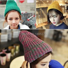 120 шт./лот зима Кепки Для женщин теплая шерстяная вязаная шапка для девочек Эластичный шапочка Кепки женщина
