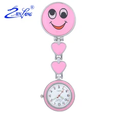 ZUNLONG Lovely Smile Face Luminous Pointer Nurse Watch Doctor Portable Fob Watches Brooches Medical Quartz Pocket Watch Women