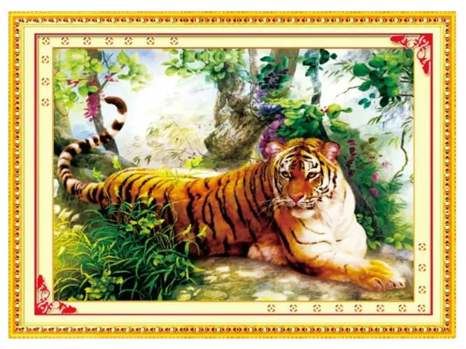 

Factory Shop Cross Stitch Kit Tiger Animal King Of Forest Tree Free Shipping