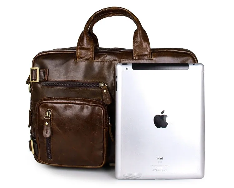 Высокое качество коричневый натуральная кожа мужчины многофункциональный портфель сумка для ноутбука# 7026C