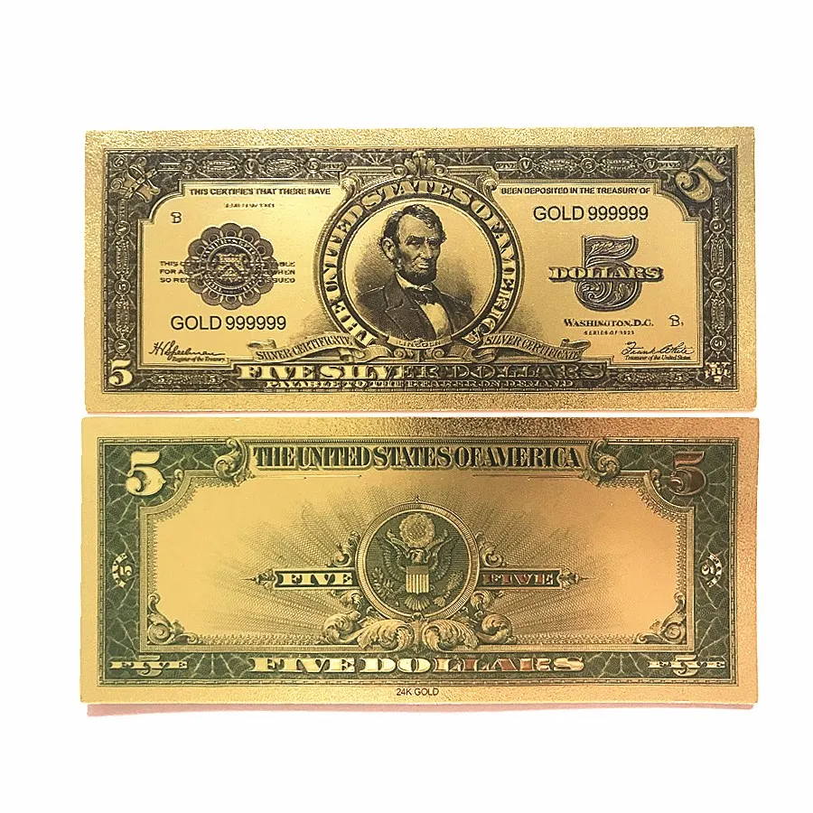 Все типы США долларовая Золотая банкнота бумажная монета медаль 24k Соединенные Штаты Америки - Цвет: 1923USD5