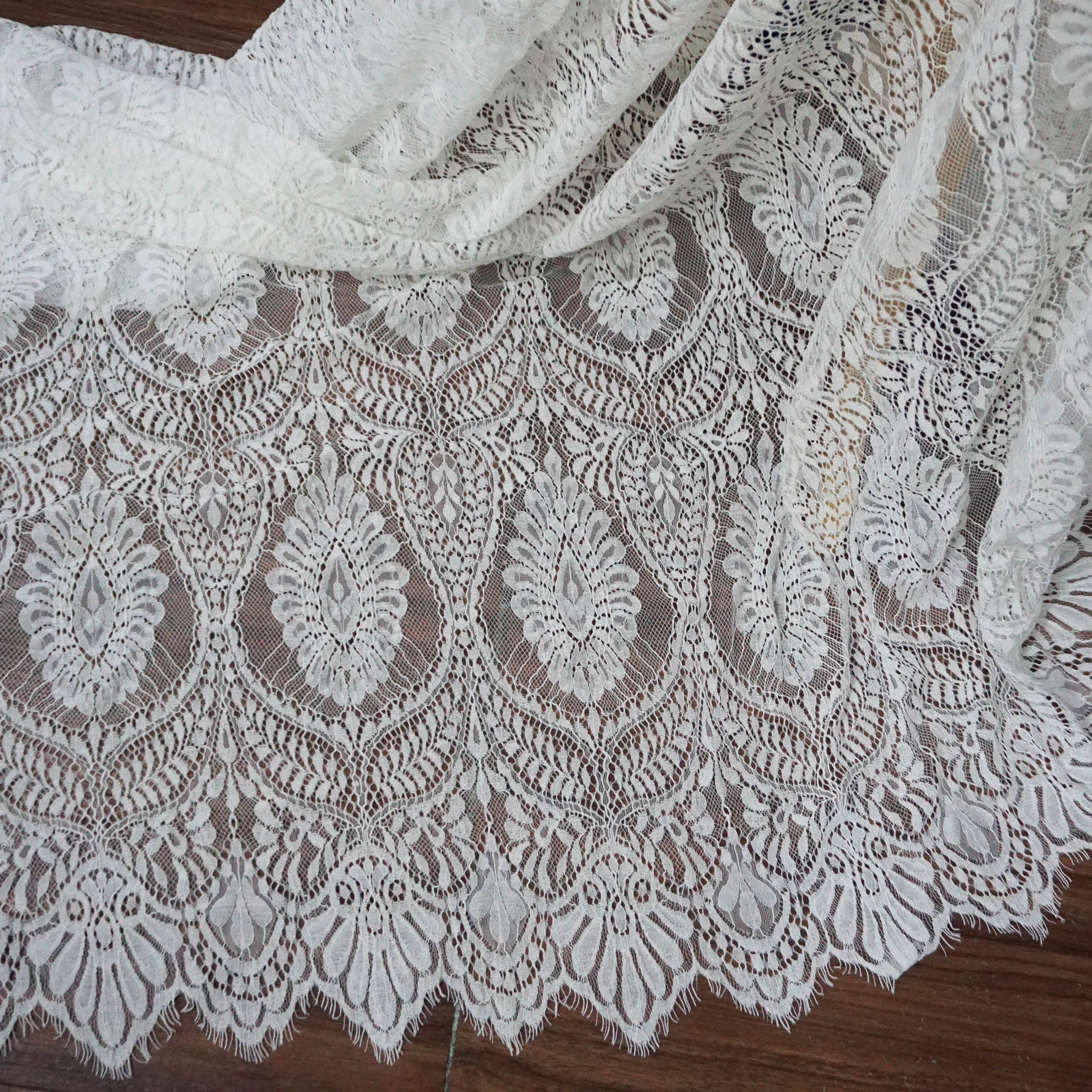 

Big pattern cording lace fabric eyelash lace Black, Ivory in stock! 2019 NEW laces for summer flower dress sewing good!