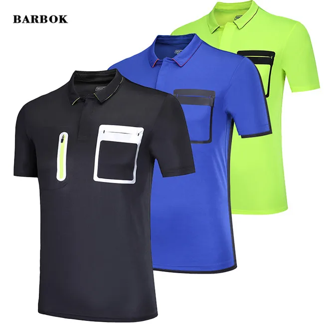 BARBOK الرجال قمصان غولف سريعة الجافة قصيرة الأكمام بو قميص القاضي موحدة المهنية لكرة القدم الحكم الملابس T قميص المحملات BARBOK الرجال قمصان غولف سريعة الجافة قصيرة الأكمام بو قميص القاضي موحدة المهنية لكرة القدم الحكم الملابس T قميص المحملات