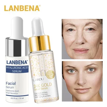 

LANBENA 24K GOLD Snail Serum Hyaluronic Acid Serum Face Cream Moisturizing Acne Treatment Repair Whitening Anti Anging Skin Care