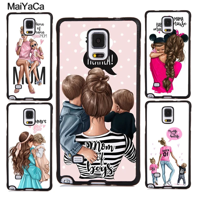 

MaiYaCa Black Brown Hair Baby Mom Girl Queen Phone Cases Cover For Samsung S6 S7 edge S8 S9 S10 plus Note 5 8 9 Soft Skin Coque
