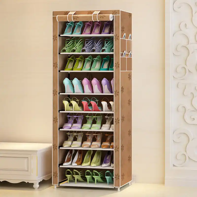 9 Tier Modern Shoe Shelves Oxford Cloth Shoe Stool Storage Cabinet