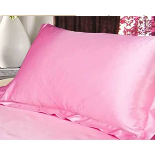 Качественные атласные шарфы высокой плотности, 2 шт., стандартные наволочки, наволочка, сплошной цвет, белый, черный, винный, серый, синий, фиолетовый, розовый - Цвет: pink