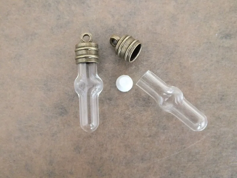 

33x8mm Antique cap hollow glass pendant ,Small bottle pendant