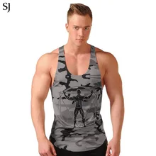 SJ безрукавка без рукавов майка Повседневная Фитнес Мужская повседневная с принтом камуфляж цвет Бодибилдинг