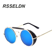 RSSELDN Classic Fashion Unique Metal Frame Sunglasses Male Punk Circular Coating High-end Women to VINTAGE Sun Glasses UV400
