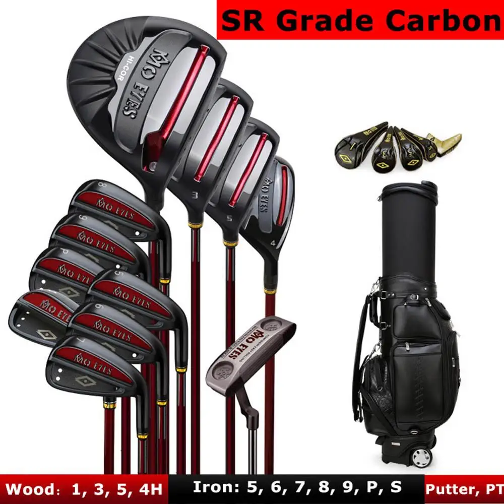 Mo Eyes 12 шт./компл. полный титановый сплав клюшка для гольфа набор с сумкой - Цвет: BK Carbon SR Grade