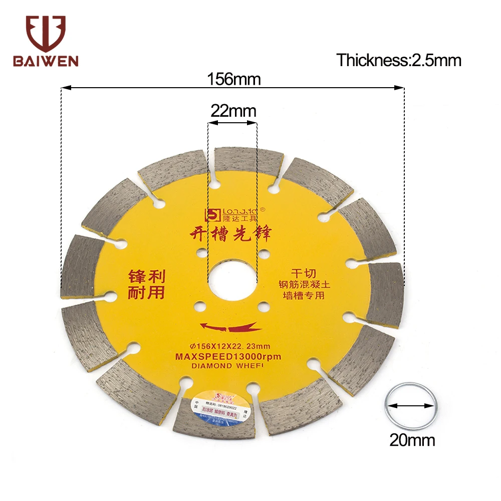 156mm shape diamond porcelain saw blade hot sintered diamond circular disc for cutting porcelain tiles