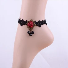 Fashion lace anklet gothic handmade crystal DIY personalized lace fashion women anklets