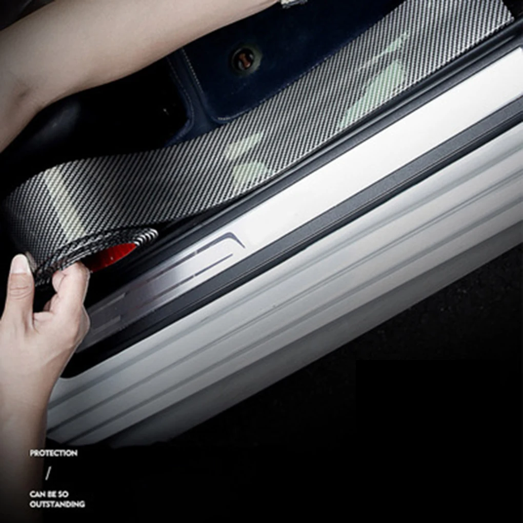 Universal Car Sticker Carbon Fiber Rubber Waterproof Stain Resistant Edge Guard Strip Door Sill Protector