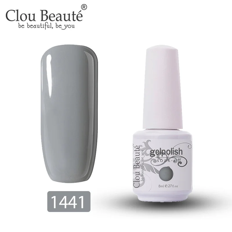 Clou Beaute Гель-лак 8 мл Полупостоянный УФ светодиодный лак для ногтей замачиваемый Белый Гель-лак для ногтей базовое верхнее покрытие дизайн ногтей - Цвет: 1441