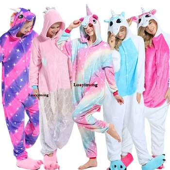 

Kigurumi Unicorn Pajamas For Women Stich Flannel Cartoon Cosplay Jumpsuit Pijama Unicornio Anime Onesie Sleepwear Girls Outifts