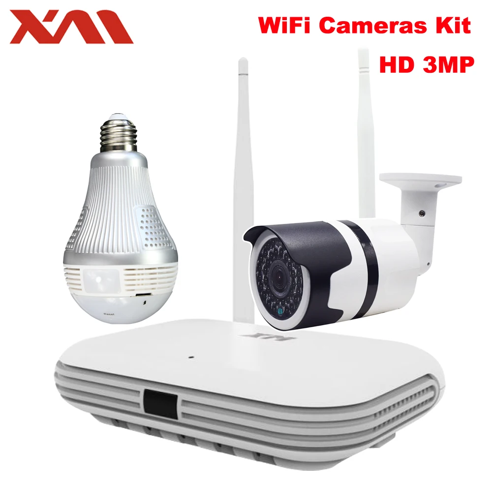 XM 2CH 3MP WIFI ip камера Система Беспроводной NVR 4PCS 5MP инфракрасная P2P Интернет CCTV
