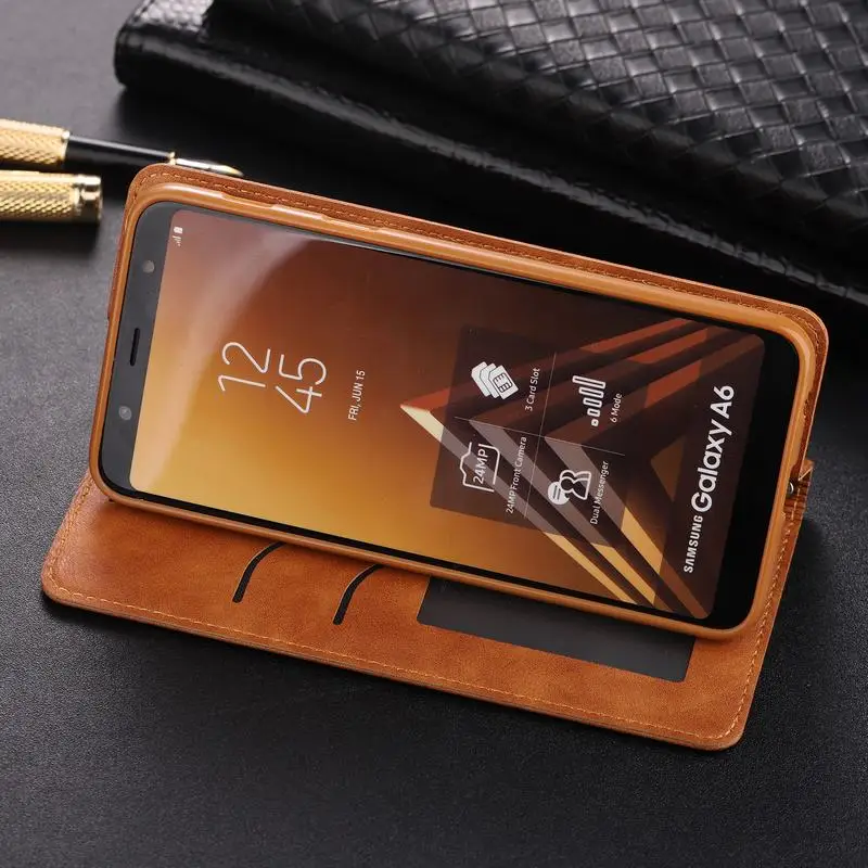 Чехол для samsung Galaxy A6 Plus A6S чехол Роскошный винтажный откидной Магнитный кошелек кожаный чехол для телефона для samsung A6 S G6200