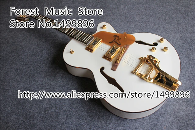 Cheap Hot Selling White Falcon Gold Hardware Hollow Body Electric Guitars China OEM Guitarra Body & Kits Available