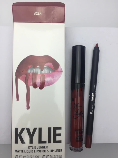 hot new KYLIE matte lipstick+lips pencil makeup lasting waterproof liquid lip gloss kilie lipstick kyliejenner lip - Color: VIXEN