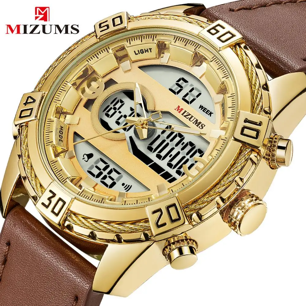

Reloj hombre 2019 Men Watch Military Sport Digital Watches Men LED Analog Quartz Watch Army Leather Gift Clock Relogio Masculino