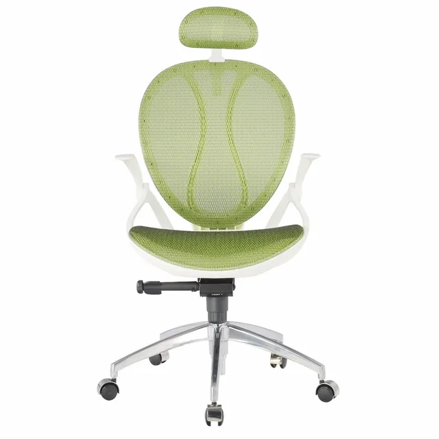 LANGRIA High-Back Swivel Green Mesh Executive Office Chair Computer Chair with 3-Position Locking Adjustable Headrest Armrest -