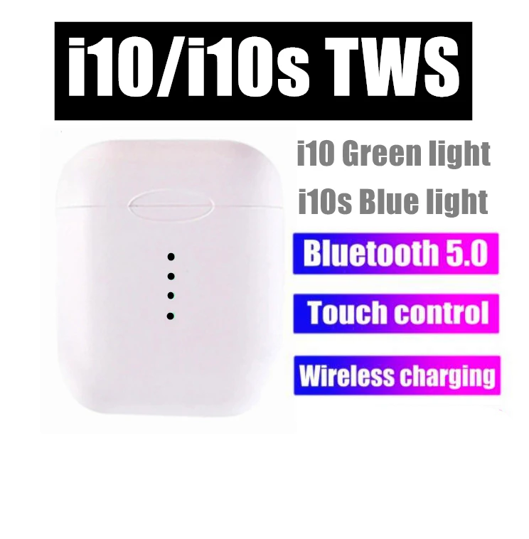 

New i10 / i10s / i12 tws Bluetooth 5.0 Earphone in-Ear Wireless Earbuds support wireless charging for iphone Huawei Samsung