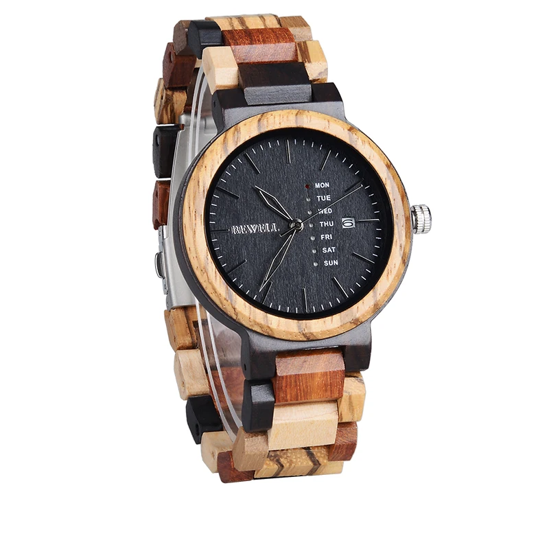 

men Wood Watch men' Bewell zabra wood male 's watches retro design best gift for boy fashion chirstmas gift