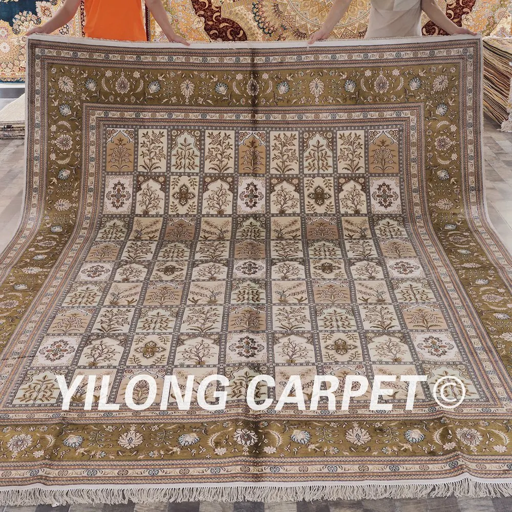 Yilong 9 'x 12' четыре сезона Восточный ковер античный светло-зеленый турецкий