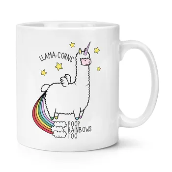

11oz Llama-corns Poop Rainbows Too Unicorn Magical Animal Coffee Mug Tea Cup
