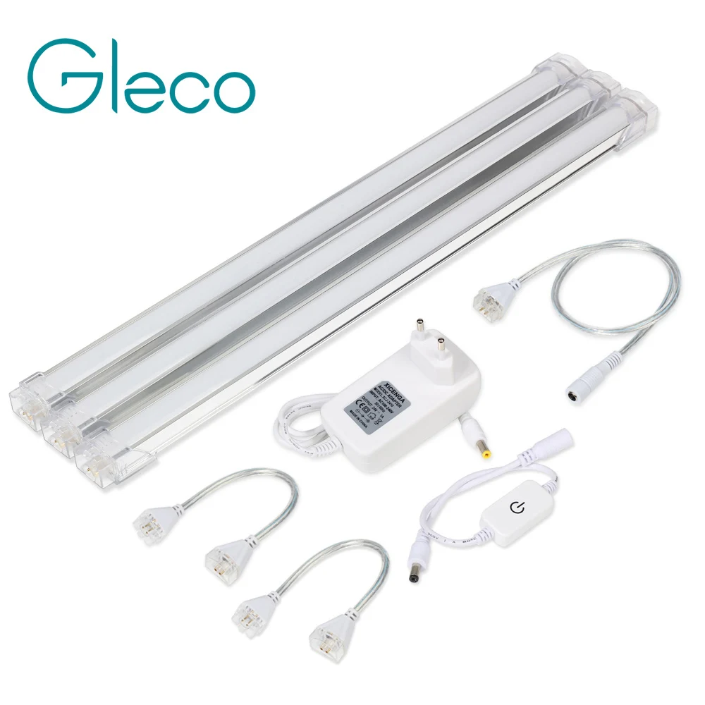

1Set 3PCS 30CM LED Bar Light + Touch Dimmer + 24V Adapter Seamless Connecting Rigid LED Strip Milky cover Kitchen Cabinet Light
