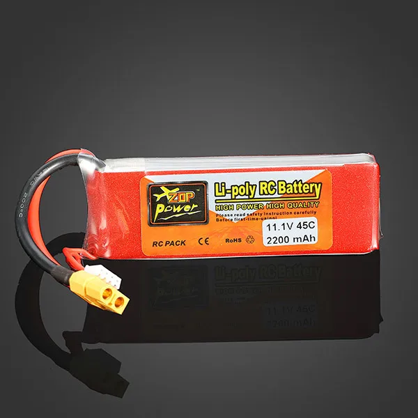 

ZOP POWER 2200MAH 11.1V 3S 45C Lipo Battery XT60 Plug For RC Quadcopter Helicopter Multicopter Drone