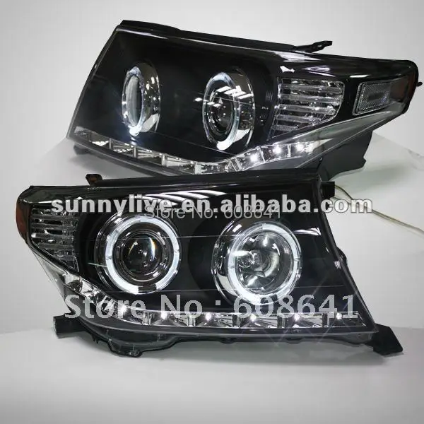 

For TOYOTA FJ200 LED Angel Eye Head Lamp V1 Type Land Cruiser Black Color