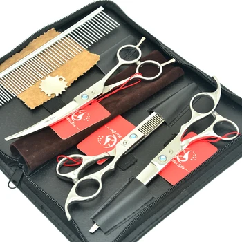

Meisha 7 inch Dog Scissors Set for Grooming Japan 440c Hair Cutting Thinning Curved Hairdressing Pet Shears HB0083