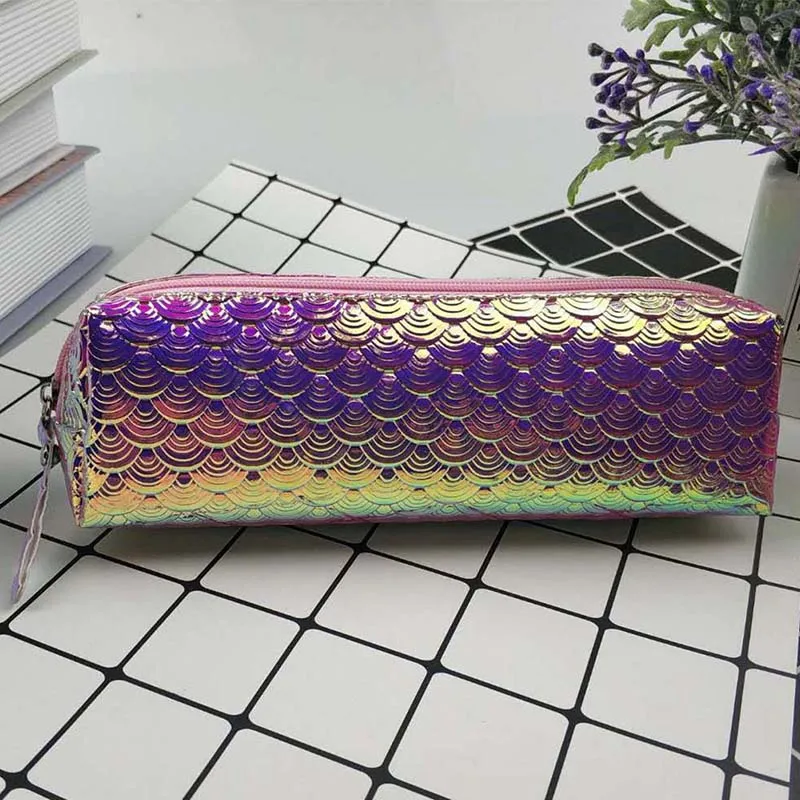 Fish Scale Sequins Pencil Case Girls Cosmetic Bags for Women Fashion Shining Storage Pen Bag Fashion Clutch Makeup Pouch - Цвет: H01