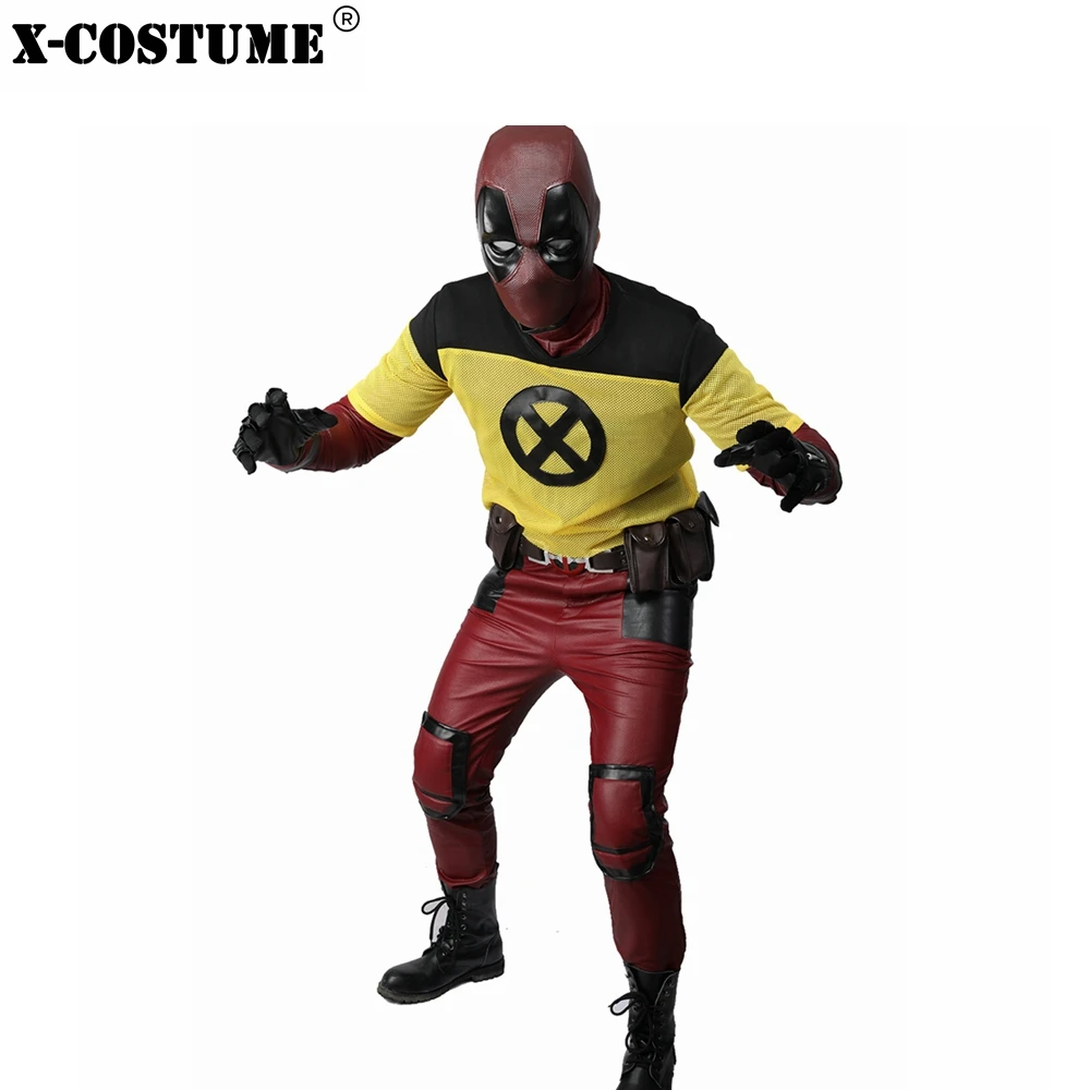 X-COSTUME Дэдпул 2 Косплей желтая сетка футболка высокое качество мягкий материал