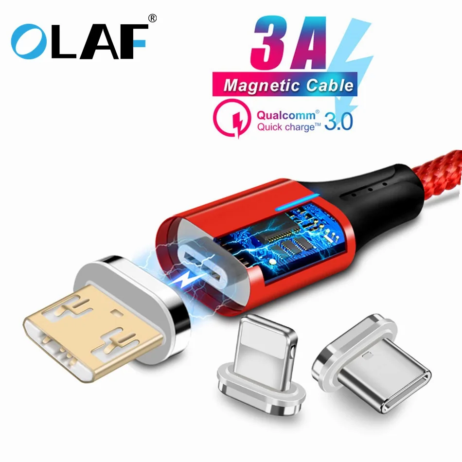 

OLAF Magnetic Cable Micro USB Type C For iPhone Samsung Fast Charging Lighting Type C Cable Magnet Charger Adapter cabo usb C