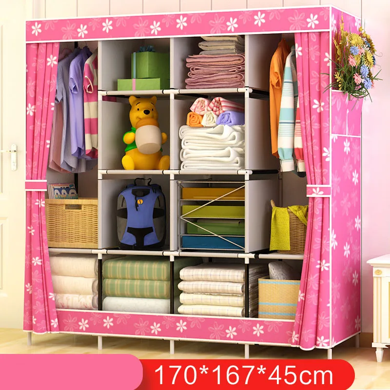  Large Capacity Multi-function Cloth Wardrobe Fabric Folding Clothing Storage Cabinet DIY Assembly R - 32852443520