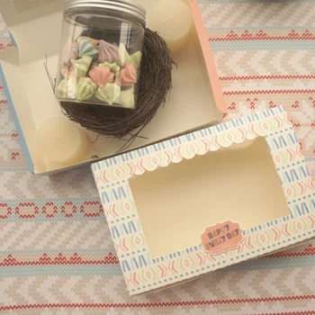

21.6*14.5*5cm happy every day line design Paper Box cookie Macaron Chocolate wedding Birthday Party Gifts Packaging