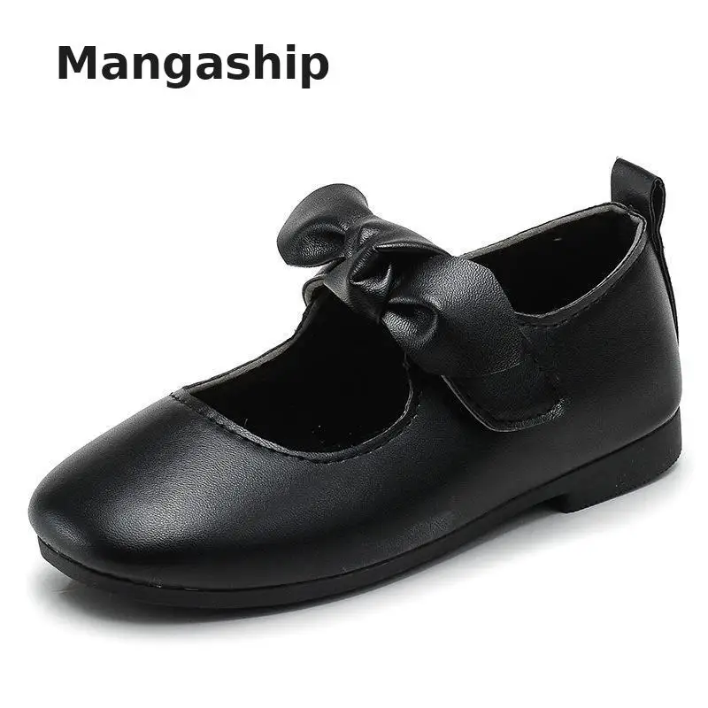 

2019 Kids Little Girls Leather Shoes For Princess Sandals Dress School Fashion Bow Children Red Flat Damping Shoes Wedding Party