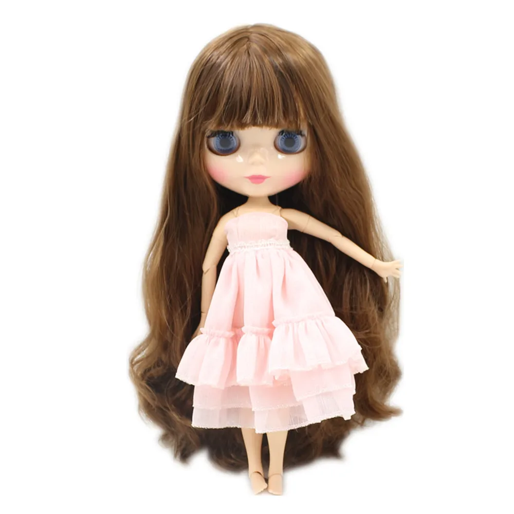 

Blyth Joint Dolls with Long Wavy Brown Hair Normal Skin Adjustable Eyes in 4 Color 1/6 Nude Doll Suitable For DIY Free Shipping